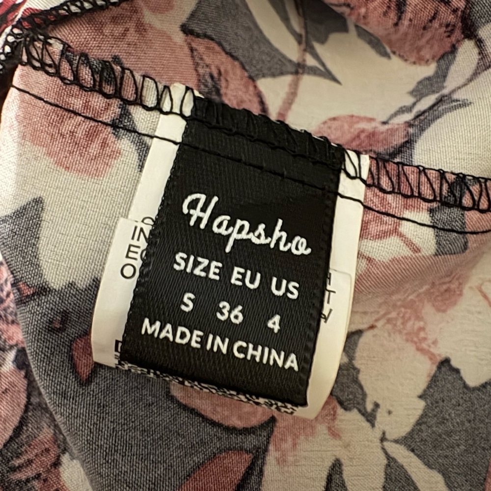 Black Floral Wrap Romper with Pink and Cream Blooms - Picture 5 of 5